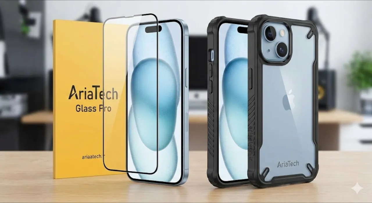 مقایسه کیس محافظ با لبه برجسته و گلس ضد ضربه آیفون 15 پرو